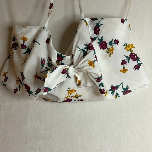 Leith women's front tie floral halter crop top size medium - Picture 3 of 7